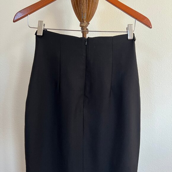 Top World Size S Black Gold-Tone Chain-Link Embellished Front Slit Maxi Skirt - Picture 6 of 9